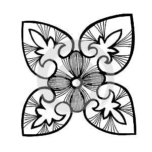 Vector Floral oriental ornament. Black and white engraved ink art. Isolated ornaments illustration element.