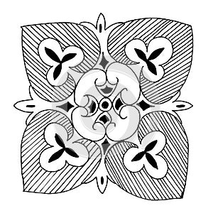 Vector Floral oriental ornament. Black and white engraved ink art. Isolated ornaments illustration element.