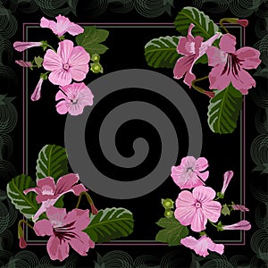 Vector floral pattern, bouquets of pink flowers, on a white background, flower buds in rosette from green leaves in a realistic