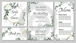 Vector floral pattern for wedding invitations, thank you, rsvp, menu.