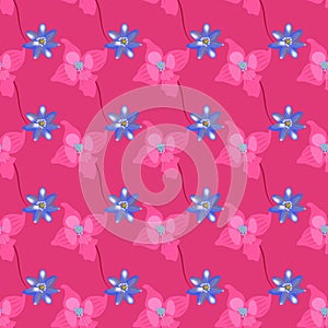 Vector floral patterne with flowers and leaves. Gentle, spring floral background.