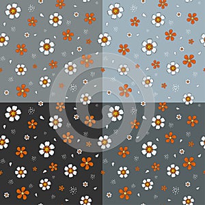 Vector floral patterns of doodle flowers