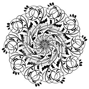 Vector floral round in the vintage style.