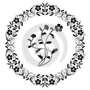 Vector floral round in the vintage style.