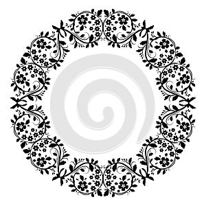 Vector floral round in the vintage style.