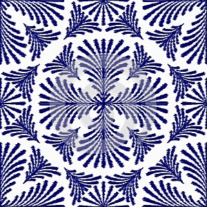 Vector Floral Seamless Ikat Pattern