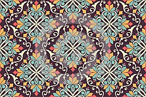 Vector floral seamless pattern background in Arabian style. Arabesque pattern. Eastern ethnic ornament.