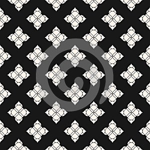 Vector floral seamless pattern. Black and white abstract geometric background