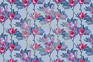 Vector floral seamless pattern. Flowers background. Small pink buds of roses.
