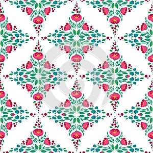 Vector floral seamless pattern. Folk art background