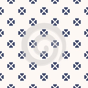 Vector floral seamless pattern. Navy blue and white abstract geometric texture