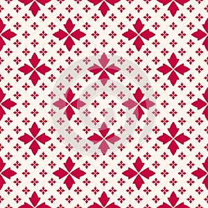 Vector floral seamless pattern. Red and white abstract geometric background