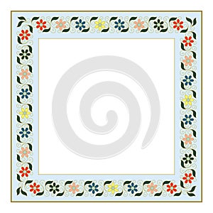 Vector floral square frame in cloisonne style