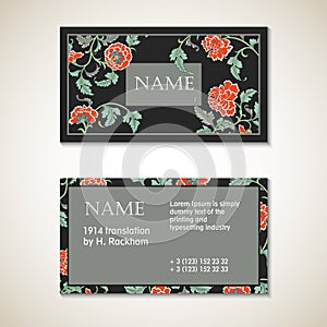 Vector floral visit card template