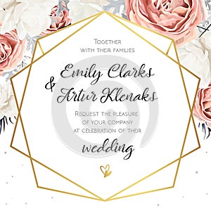 Vector floral wedding invitation invite card design with Flower