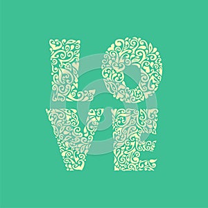 Vector floral word love