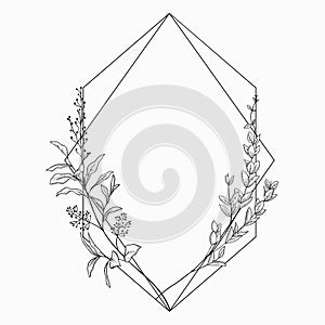 Vector Floristic Frame with Geometric Linear Design photo