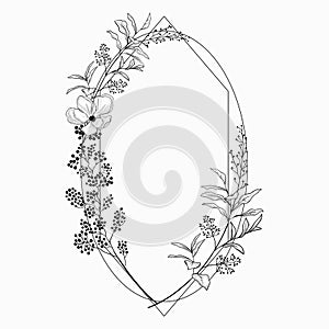 Vector Floristic Frame with Geometric Linear Design photo