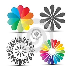 Vector Flover Icons Set. Colorful Circle Shapes