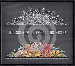 Vector Flower Chalkboard Border