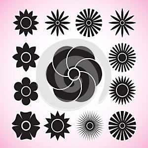 Vector flower icon in black and white