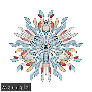Vector flower mandala icon isolated on white