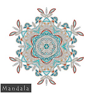 Vector flower mandala icon isolated on white