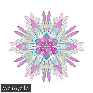 Vector flower mandala icon isolated on white