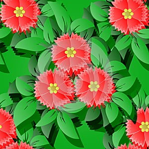 Vector flower seamless pattern backround. 3D elements with shad