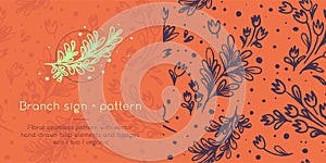 Vector flower seamless pattern. Hand drawn tulip wreath.