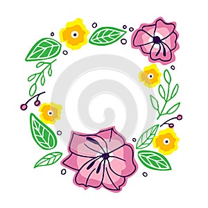 Vector flower wreath isolated on white background