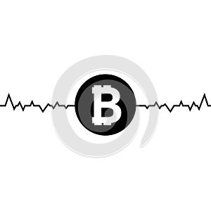 Vector fluctuation of bitcoin one line drawing, minimalism art. Fluctuation in the exchange rate of the bitcoin