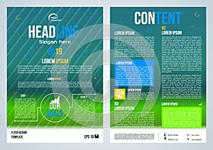 Vector flyer, corporate business, annual report, brochure design and cover presentation in green and blue color with colorful