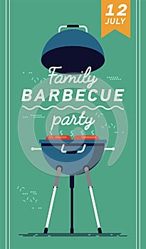 Lovely vector flyer or poster template on barbecue party. Barbecue cookout event. photo