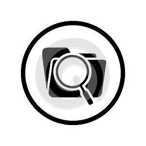 Vector of Folder Search Icon in Circle line - vector iconic design