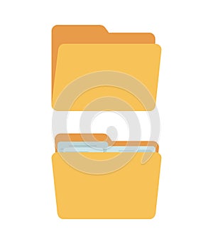 Vector folders - full and empty, yellow containers for documents