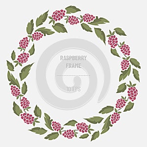 Vector foliate wreath with raspberries.