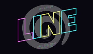 Vector font bold line color neon style