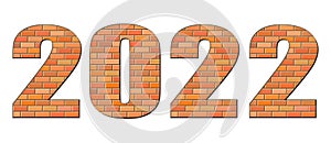 Vector font build out of red bricks. New Year numerals isolated on white background