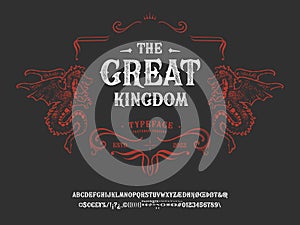 Vector font The Great Kingdom. Letters and numbers