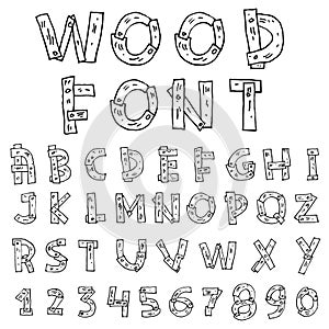 Vector font wood style.- Vector illustration