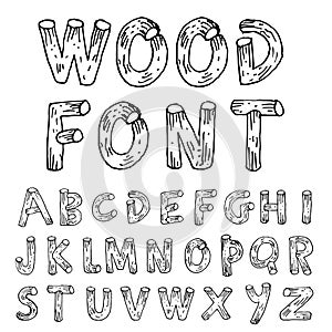 Vector font wood style.- Vector illustration