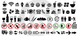 Vector food, drink and arrows, icons set