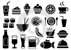 Vector food and drink icons set.