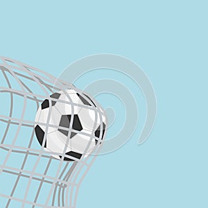 Vector of a football hitting in a white net goal