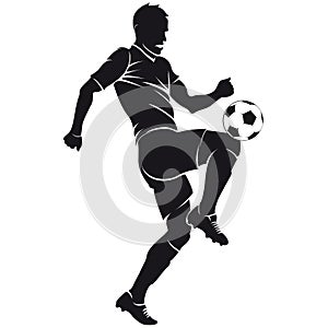 Vector football (soccer) player silhouette with ba