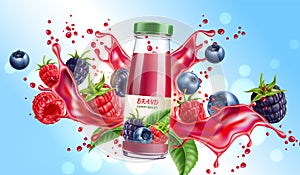 Vector forest berry mix juicy splash motion