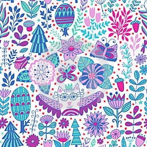 Vector forest design floral pattern illustration