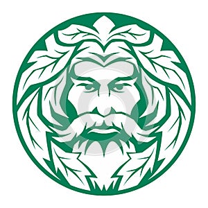 Vector forest king head, green king face logo.