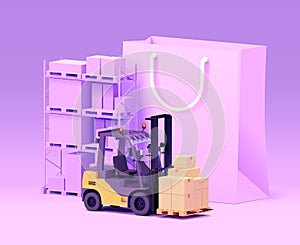 Vector forklift and warehouse pallet racking photo